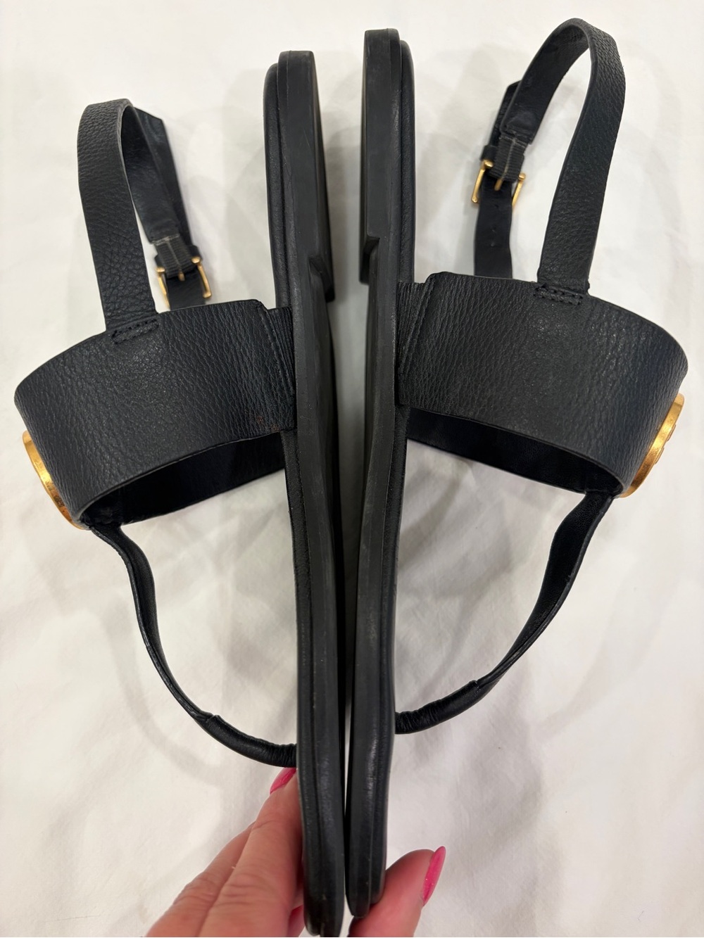 Tory Burch Black Leather Thong Sandals 8.5 - Picture 2 of 8